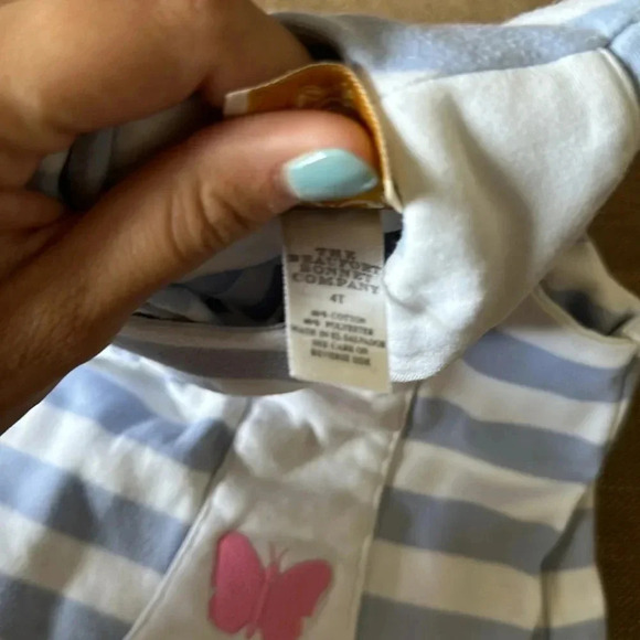The Beaufort Bonnet Company TBBC girls size 4T purple striped top butterflies - Picture 4 of 4